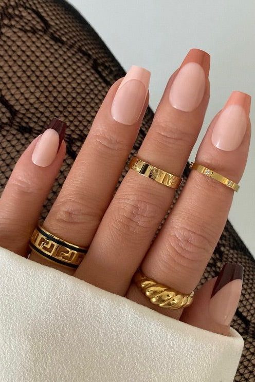 مدل ناخن فرنچ قهوه ای