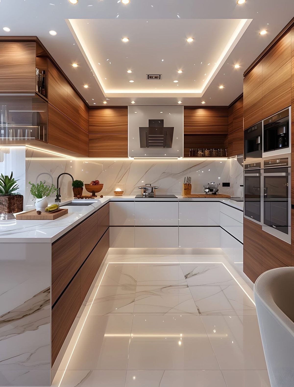 کابینت سفید و چوب