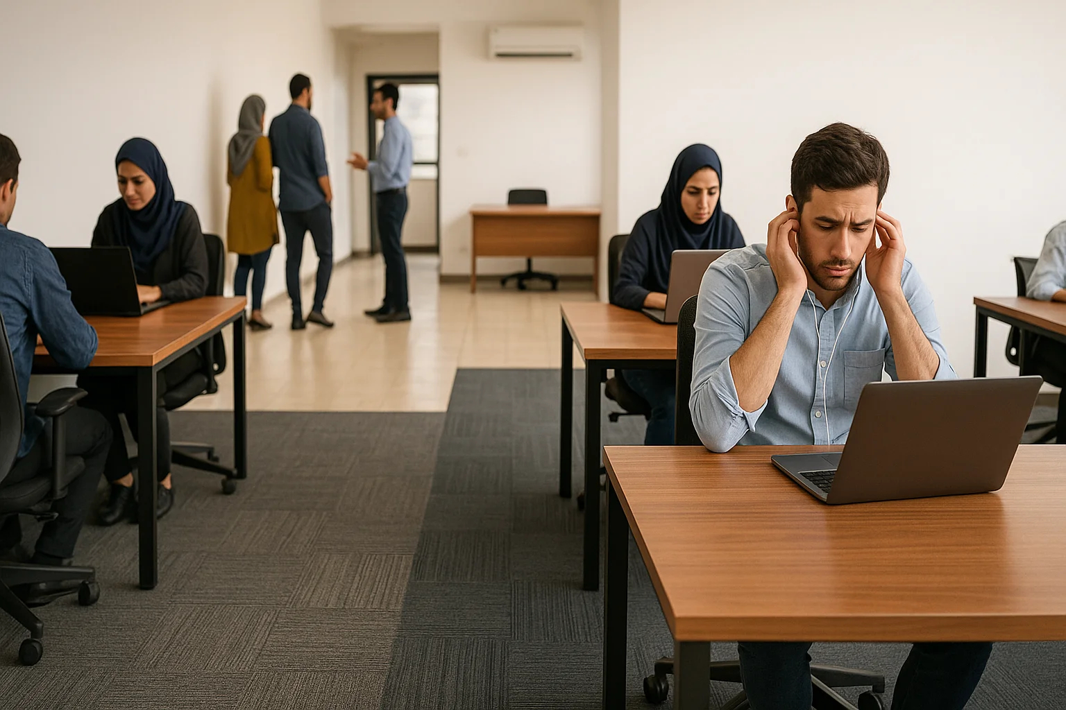 نادیده گرفتن ویژگی‌های آکوستیک موکت اداری
