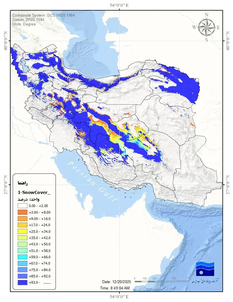 خبر خوش از جهش برفی در ایران/ چقدر از مساحت ایران پوشیده از برف شد؟ + جدول