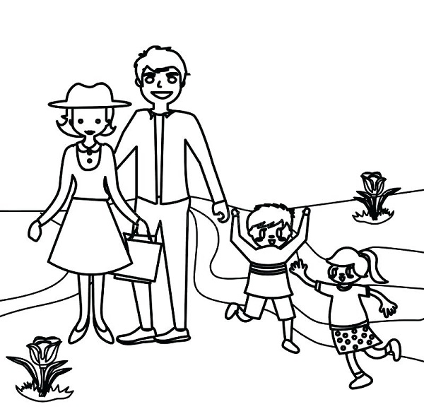 نقاشی خانواده برای رنگ آمیزی